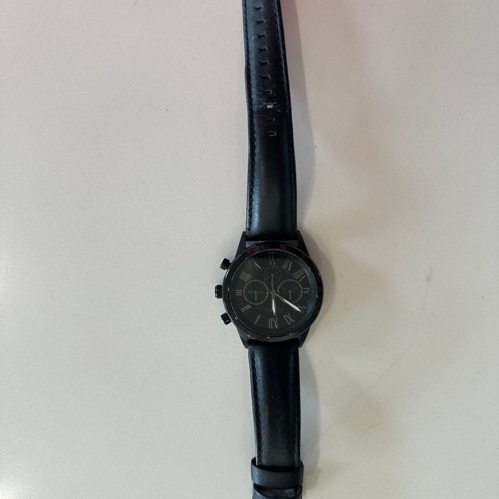 Fossil Black Leather Strap Watch